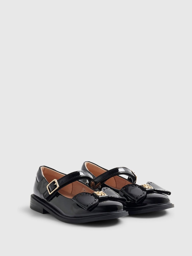 River Island Black Back To School Heart Ballet Pumps - Image 2 of 5