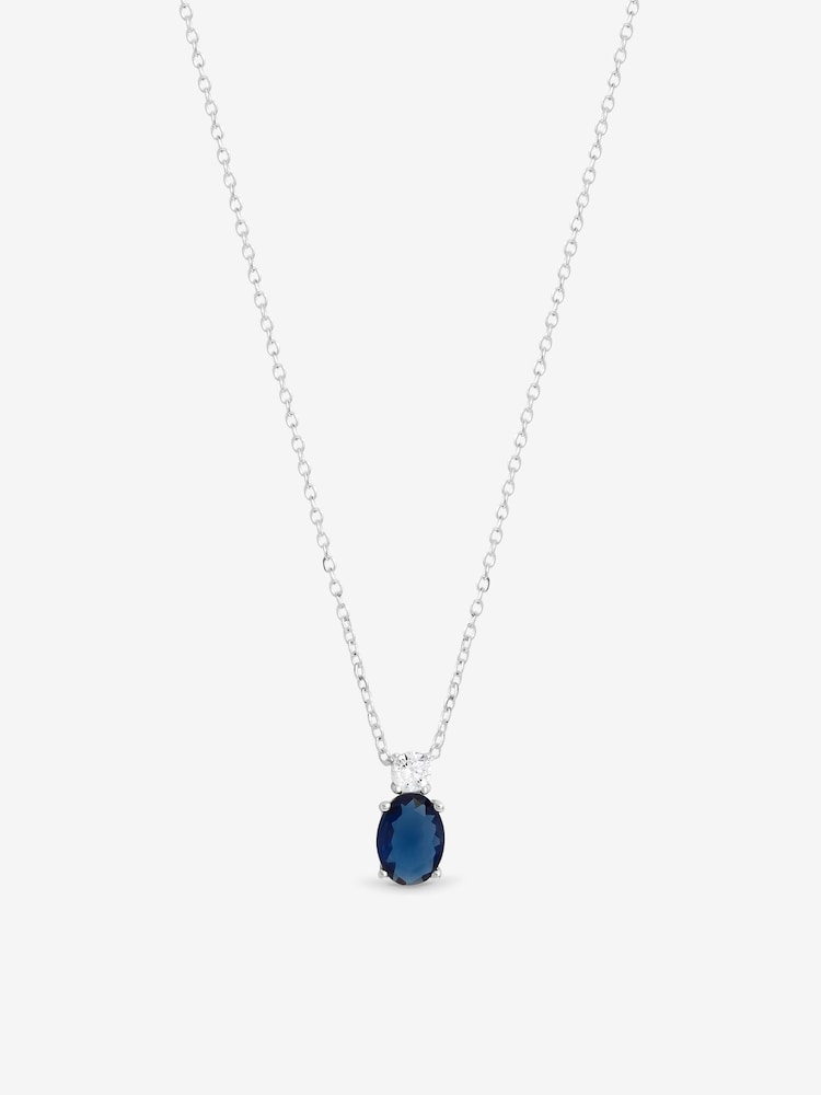 Simply Silver 925 Sterling Silver Sapphire Pendant Necklace - Gift Pouch - Image 1 of 1 Simply Silver 925 Sterling Silver Sapphire Pendant Necklace - Gift Pouch - Image 1 of 1