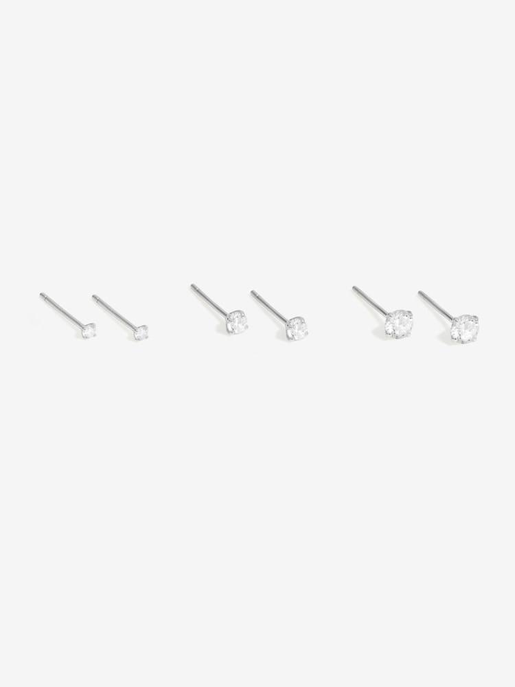 Simply Silver Cubic Zirconia Classic Round Earrings 3 Pack - Bild 3 von 3 Simply Silver Cubic Zirconia Classic Round Earrings 3 Pack - Bild 3 von 3
