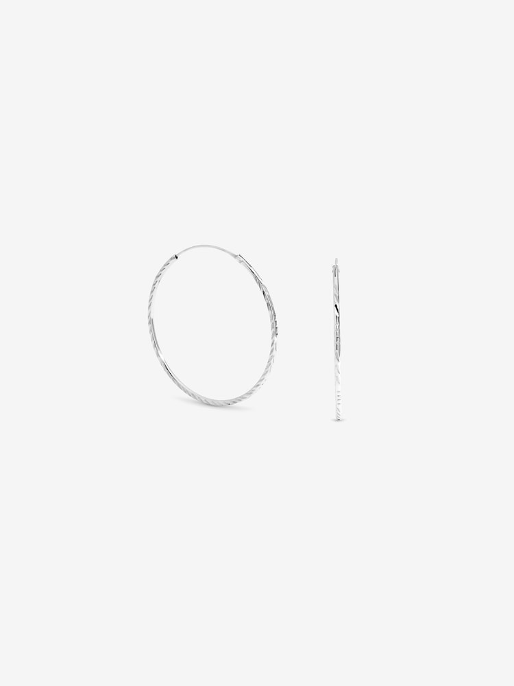Simply Silver 925 Sterling Silver 20mm Sleeper Hoop Earrings - Image 3 of 3