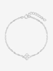 Simply Silver 925 Sterling Silver Cubic Zirconia Clover Bracelet - Gift Pouch - Image 2 of 2