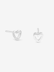 Simply Silver Pendientes sencillos de plata pulida con forma de corazón abierto. - Imagen 1 de 1