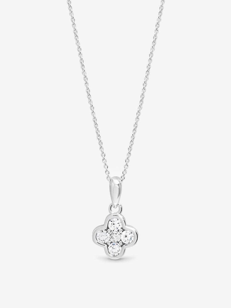 Simply Silver Cubic Zirconia Clover Pendant Necklace - جراب هدايا - صورة 1 من 2 Simply Silver Cubic Zirconia Clover Pendant Necklace - جراب هدايا - صورة 1 من 2