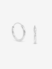 Simply Silver 925 Sterling Silver Mini Diamond Cut Hoops - Image 1 of 1