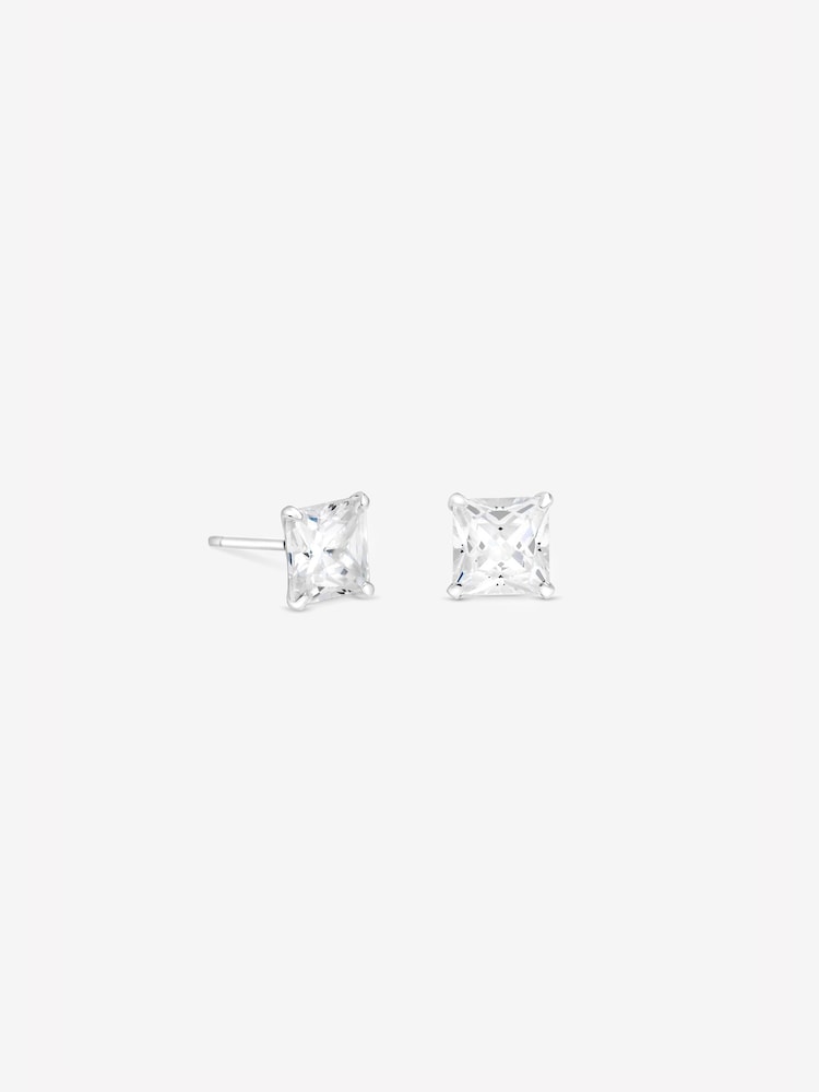 Simply Silver 925 Sterling Silver Princess Cut Studs 7mm Earrings - Image 2 of 2 Simply Silver 925 Sterling Silver Princess Cut Studs 7mm Earrings - Image 2 of 2