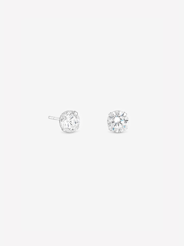 Pendientes de botón redondos brillantes Simply Silver 6mm - Imagen 1 de 1