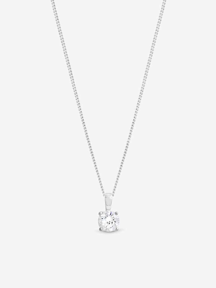 Simply Silver 925 Sterling Silver Cubic Zirconia Solitaire Pendant - Gift Pouch - Image 1 of 1 Simply Silver 925 Sterling Silver Cubic Zirconia Solitaire Pendant - Gift Pouch - Image 1 of 1