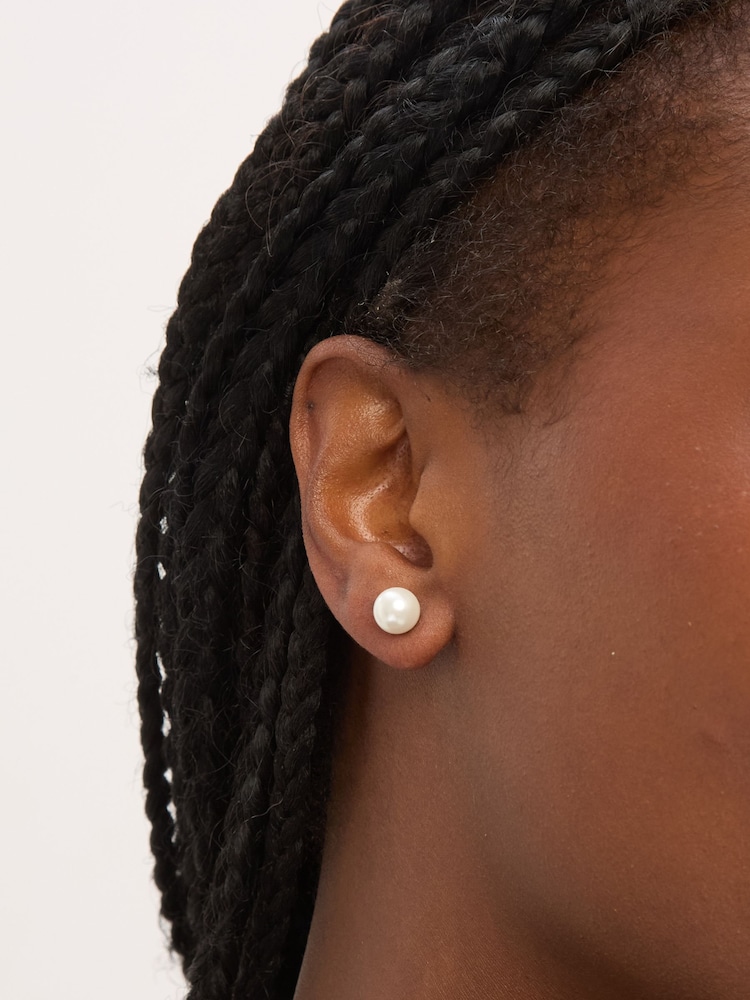 Simply Silver 925 Sterling Silver 8mm Pearl Stud Earrings - Image 1 of 1