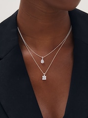 Simply Silver 925 Sterling Silver Princess Cut Pendant - Gift Pouch - Image 1 of 2