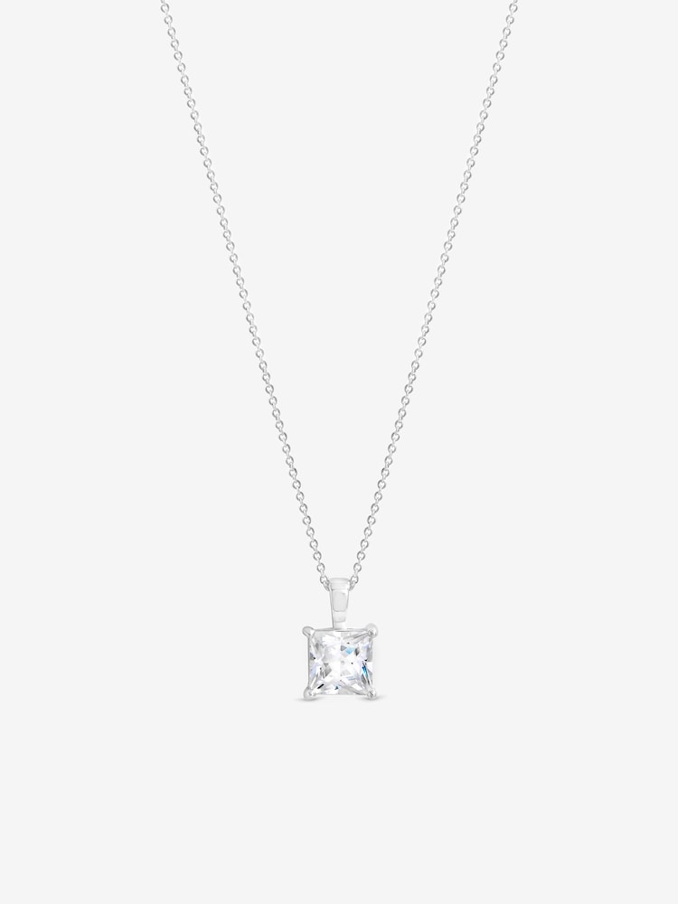 Simply Silver 925 Sterling Silver Princess Cut Pendant - Gift Pouch - Image 2 of 2 Simply Silver 925 Sterling Silver Princess Cut Pendant - Gift Pouch - Image 2 of 2