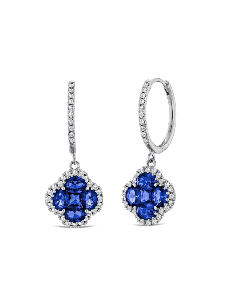 The Diamond Store Blue Alegria 2.00ct Lab Sapphire Halo Earrings - Image 1 of 3 The Diamond Store Blue Alegria 2.00ct Lab Sapphire Halo Earrings - Image 1 of 3