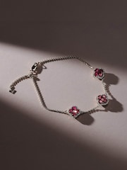 The Diamond Store Red Alegria 2.70ct Lab Ruby 3 Clover Halo Bracelet - Image 2 of 3