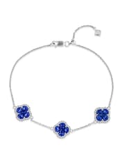 The Diamond Store Blue Alegria 3.00ct Lab Sapphire 3 Clover Halo Bracelet - Image 1 of 3