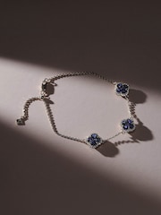 The Diamond Store Blue Alegria 3.00ct Lab Sapphire 3 Clover Halo Bracelet - Image 2 of 3