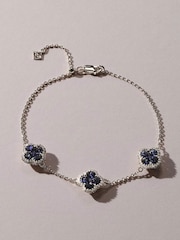 The Diamond Store Blue Alegria 3.00ct Lab Sapphire 3 Clover Halo Bracelet - Image 3 of 3