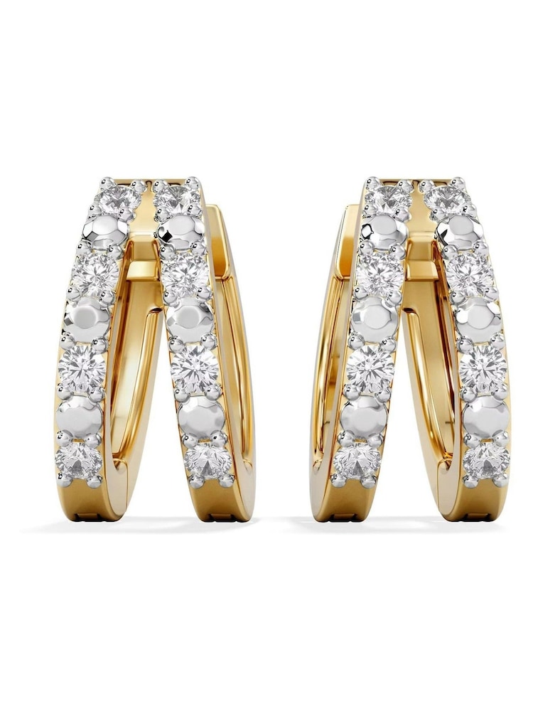 The Diamond Store White Duo Row Huggie Lab Diamond Earrings 0.22ct in 18K Gold Vermeil - Image 1 of 7 The Diamond Store White Duo Row Huggie Lab Diamond Earrings 0.22ct in 18K Gold Vermeil - Image 1 of 7
