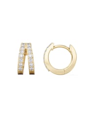 The Diamond Store White Duo Row Huggie Lab Diamond Earrings 0.22ct in 18K Gold Vermeil - Image 3 of 7
