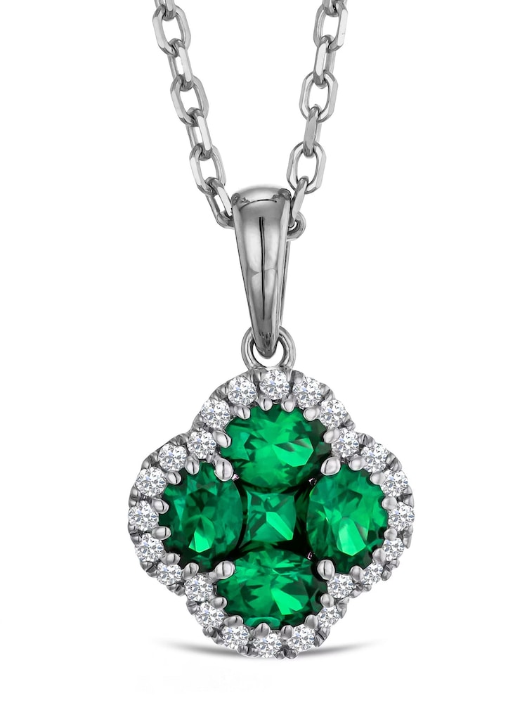 The Diamond Store Green Alegria 0.75ct Lab Emerald Halo Pendant Necklace - Image 1 of 3 The Diamond Store Green Alegria 0.75ct Lab Emerald Halo Pendant Necklace - Image 1 of 3