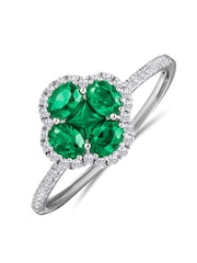 The Diamond Store Green Alegria 0.75ct Lab Emerald Halo Ring - Image 1 of 3