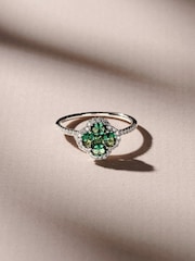 The Diamond Store Green Alegria 0.75ct Lab Emerald Halo Ring - Image 2 of 3