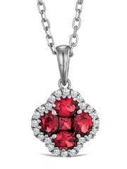 The Diamond Store Red Alegria 0.90ct Lab Ruby Halo Pendant Necklace - Image 1 of 3