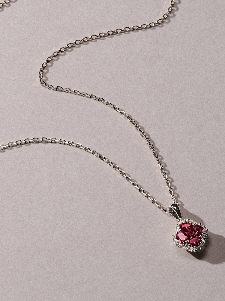 The Diamond Store Red Alegria 0.90ct Lab Ruby Halo Pendant Necklace - Image 2 of 3 The Diamond Store Red Alegria 0.90ct Lab Ruby Halo Pendant Necklace - Image 2 of 3