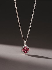 The Diamond Store Red Alegria 0.90ct Lab Ruby Halo Pendant Necklace - Image 3 of 3