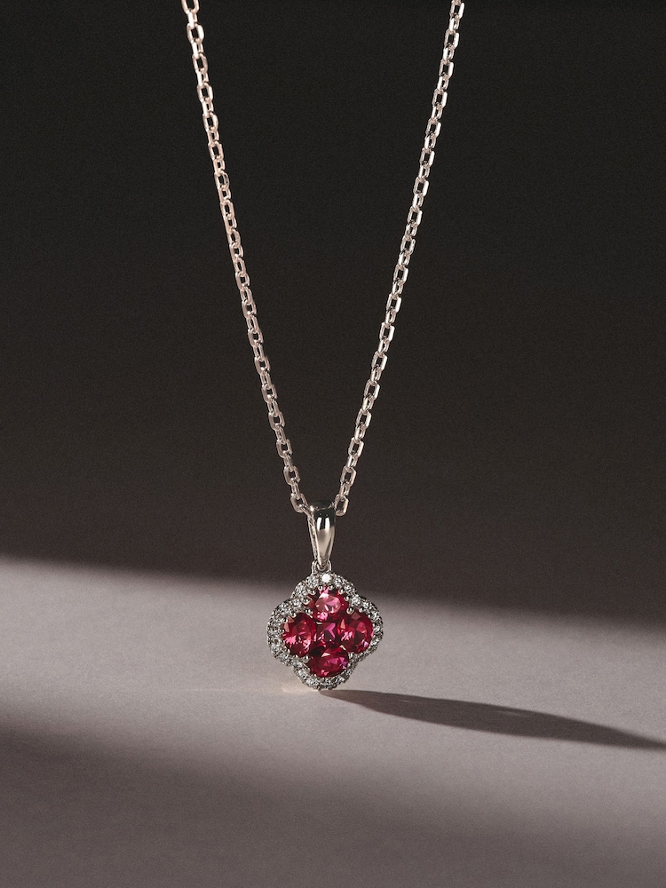 The Diamond Store Red Alegria 0.90ct Lab Ruby Halo Pendant Necklace - Image 3 of 3 The Diamond Store Red Alegria 0.90ct Lab Ruby Halo Pendant Necklace - Image 3 of 3