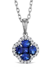 The Diamond Store Blue Alegria 1.00ct Lab Emerald Halo Pendant Necklace - Image 1 of 2