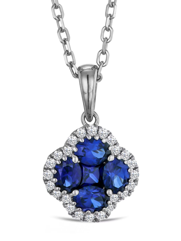 The Diamond Store Blue Alegria 1.00ct Lab Emerald Halo Pendant Necklace - Image 1 of 2 The Diamond Store Blue Alegria 1.00ct Lab Emerald Halo Pendant Necklace - Image 1 of 2