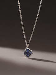 The Diamond Store Blue Alegria 1.00ct Lab Emerald Halo Pendant Necklace - Image 2 of 2