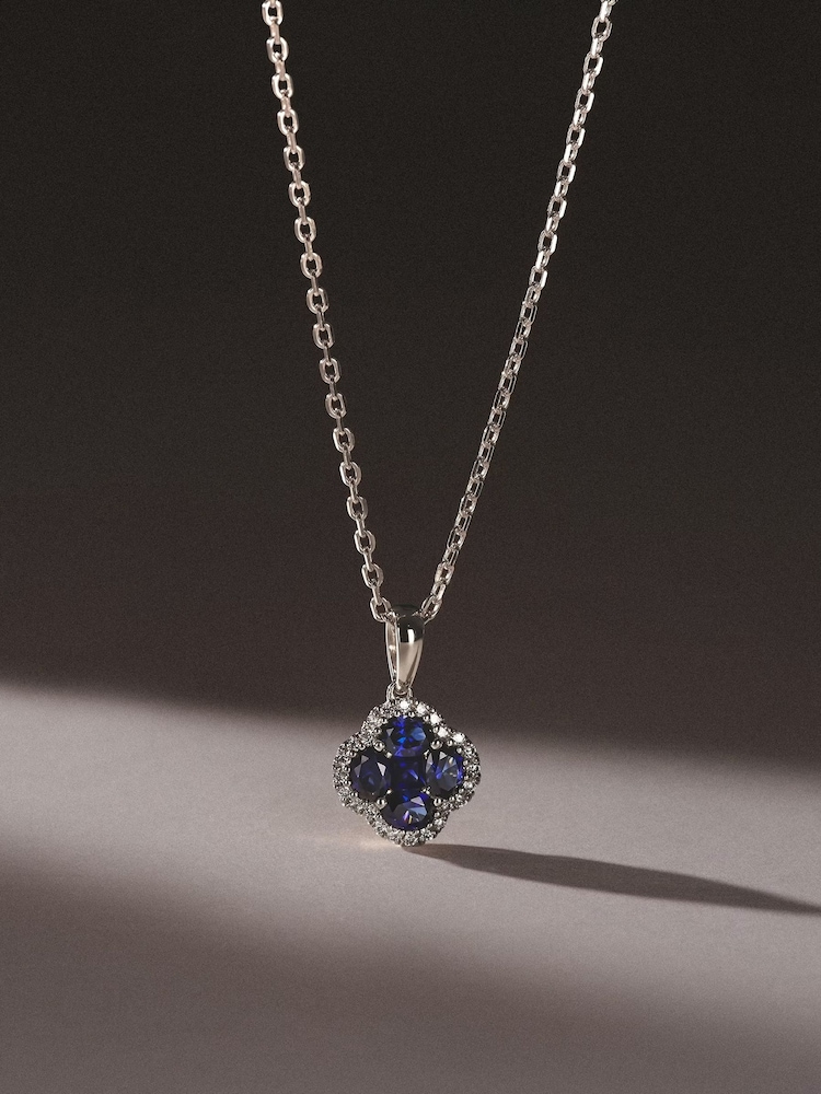 The Diamond Store Blue Alegria 1.00ct Lab Emerald Halo Pendant Necklace - Image 2 of 2 The Diamond Store Blue Alegria 1.00ct Lab Emerald Halo Pendant Necklace - Image 2 of 2