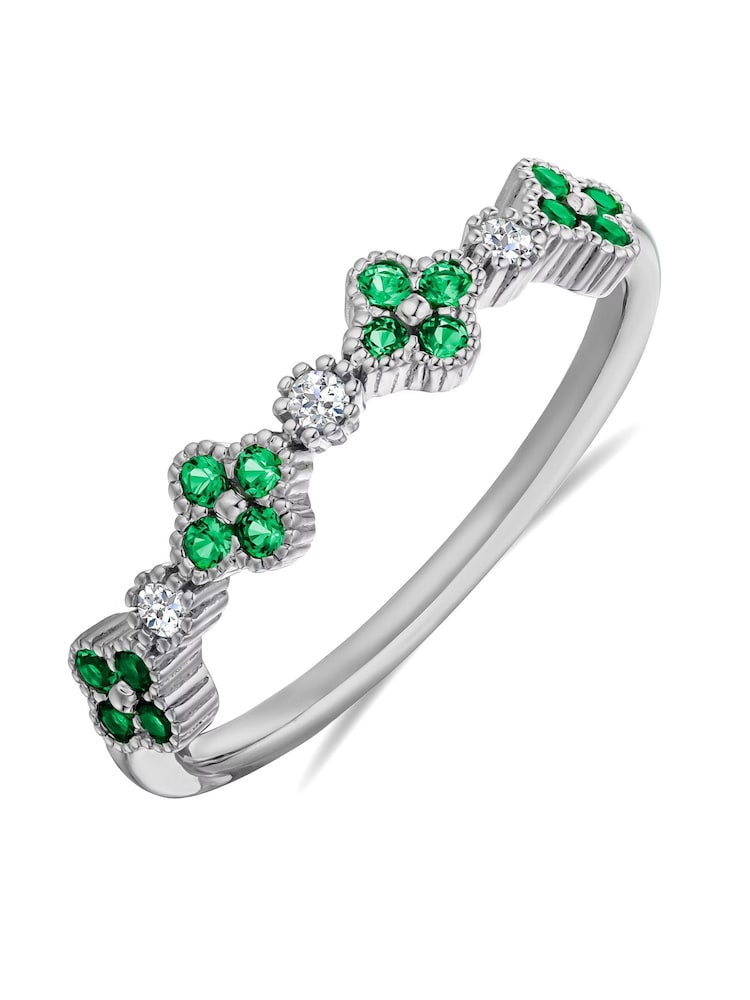 The Diamond Store Green Alegria 0.18ct Lab Emerald 4 Clover Ring - Image 1 of 3