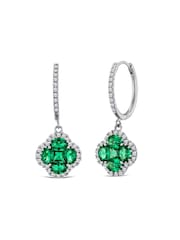 The Diamond Store Green Alegria 1.50ct Lab Emerald Halo Earrings - Image 1 of 2