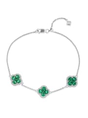 The Diamond Store Green Alegria 2.25ct Lab Emerald 3 Clover Halo Bracelet - Image 1 of 3