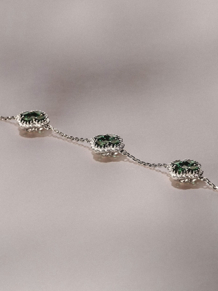 The Diamond Store Green Alegria 2.25ct Lab Emerald 3 Clover Halo Bracelet - Image 2 of 3 The Diamond Store Green Alegria 2.25ct Lab Emerald 3 Clover Halo Bracelet - Image 2 of 3