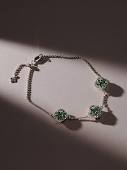 The Diamond Store Green Alegria 2.25ct Lab Emerald 3 Clover Halo Bracelet - Image 3 of 3