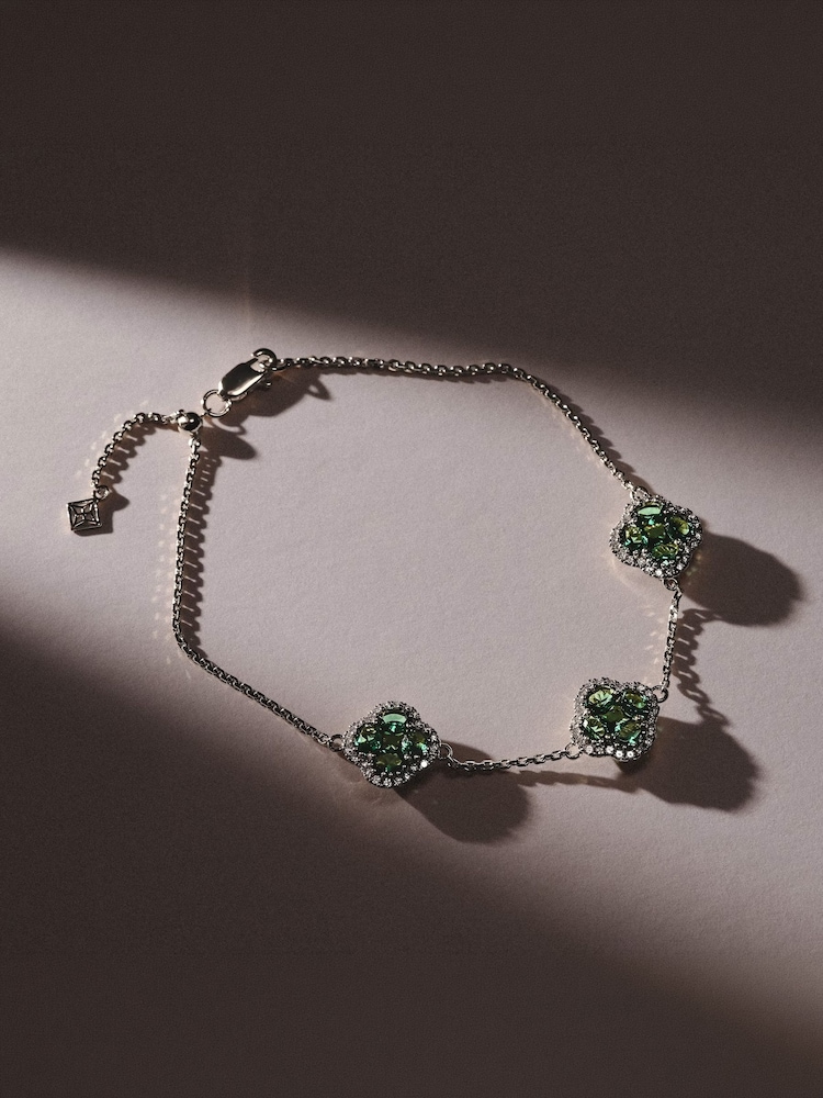 The Diamond Store Green Alegria 2.25ct Lab Emerald 3 Clover Halo Bracelet - Image 3 of 3 The Diamond Store Green Alegria 2.25ct Lab Emerald 3 Clover Halo Bracelet - Image 3 of 3