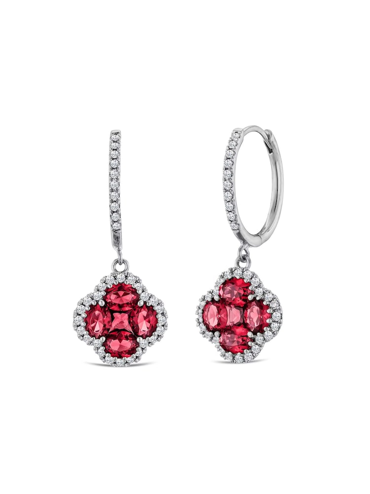 The Diamond Store Red Alegria 1.70ct Lab Ruby Halo Earrings - Image 1 of 3 The Diamond Store Red Alegria 1.70ct Lab Ruby Halo Earrings - Image 1 of 3