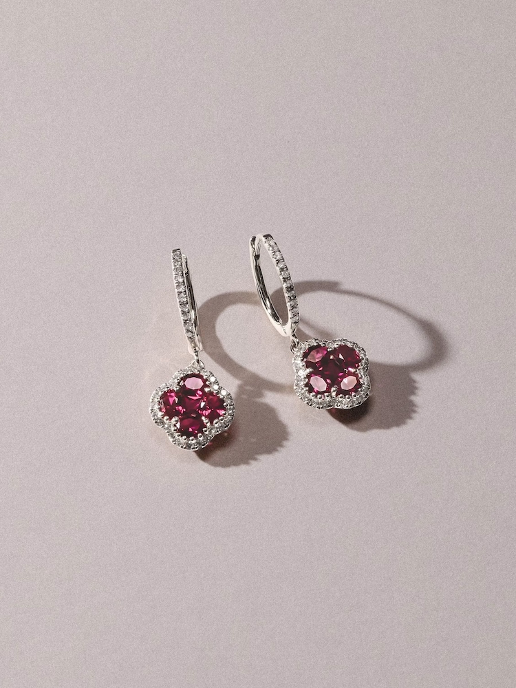 The Diamond Store Red Alegria 1.70ct Lab Ruby Halo Earrings - Image 3 of 3 The Diamond Store Red Alegria 1.70ct Lab Ruby Halo Earrings - Image 3 of 3