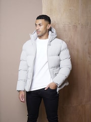 CAPO Grey Puffer Coat - Image 3 of 6