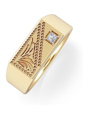 The Diamond Store Gold Crest 0.03ct Lab Rectangle Signet Ring in 18K Yellow Gold Vermeil - Image 1 of 7