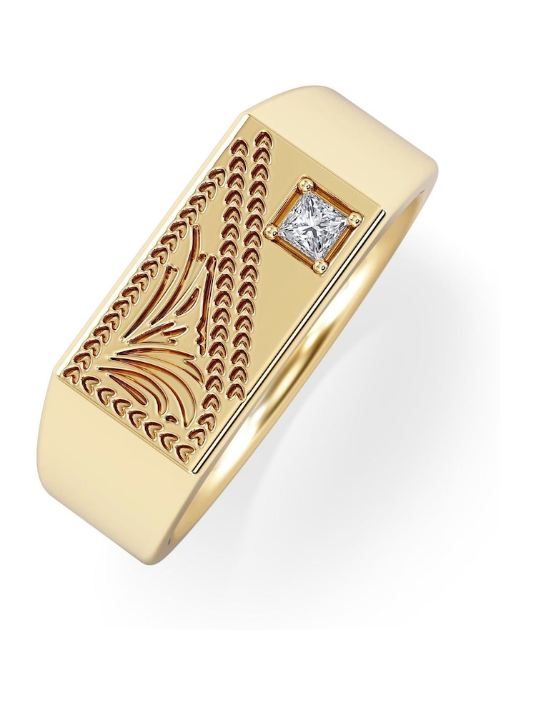 The Diamond Store Gold Crest 0.03ct Lab Rectangle Signet Ring in 18K Yellow Gold Vermeil - Image 1 of 7 The Diamond Store Gold Crest 0.03ct Lab Rectangle Signet Ring in 18K Yellow Gold Vermeil - Image 1 of 7