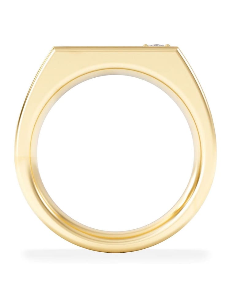 The Diamond Store Gold Crest 0.03ct Lab Rectangle Signet Ring in 18K Yellow Gold Vermeil - Image 2 of 7 The Diamond Store Gold Crest 0.03ct Lab Rectangle Signet Ring in 18K Yellow Gold Vermeil - Image 2 of 7