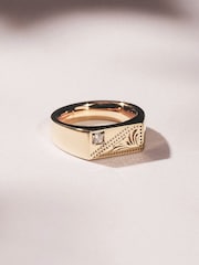 The Diamond Store Gold Crest 0.03ct Lab Rectangle Signet Ring in 18K Yellow Gold Vermeil - Image 4 of 7
