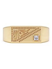The Diamond Store Gold Crest 0.03ct Lab Rectangle Signet Ring in 18K Yellow Gold Vermeil - Image 5 of 7