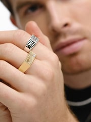 The Diamond Store Gold Crest 0.03ct Lab Rectangle Signet Ring in 18K Yellow Gold Vermeil - Image 6 of 7