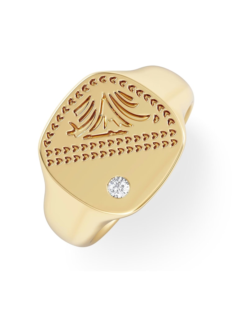 The Diamond Store Gold Crest 0.03ct Lab Square Signet Ring in 18K Yellow Gold Vermeil - Image 1 of 7 The Diamond Store Gold Crest 0.03ct Lab Square Signet Ring in 18K Yellow Gold Vermeil - Image 1 of 7
