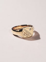 The Diamond Store Gold Crest 0.03ct Lab Square Signet Ring in 18K Yellow Gold Vermeil - Image 4 of 7