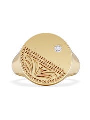 The Diamond Store Gold Crest 0.03ct Lab Diamond Round Signet Ring in 18K Yellow Gold Vermeil - Image 5 of 7
